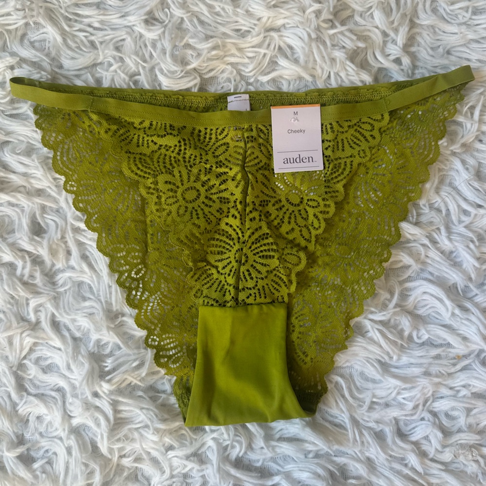 Medium Green Auden Floral Lace Panties
